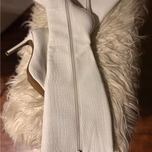 INC International Concepts White Croc-Embossed Heeled Boots